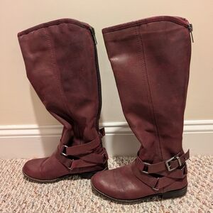 Madden Girl Maroon Over the Knee Boots